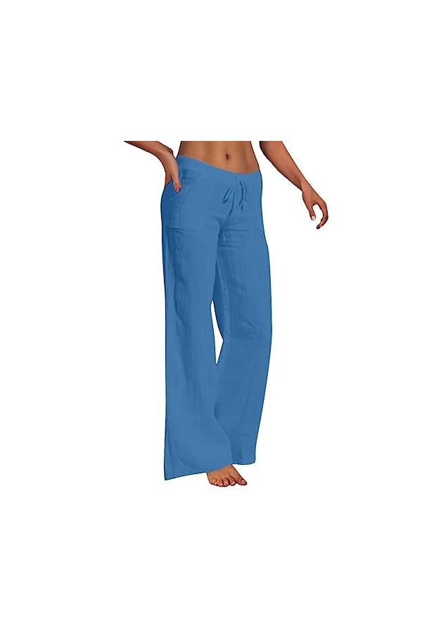 2024 Pantalon Polyester Large Jambes Quotidiennes Femme Plus Size Dress Pant, bleu, XXXL
