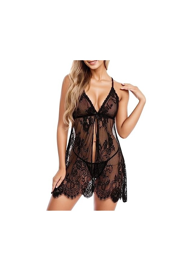 Femmes sous-vêtements Sexy vêtements de Nuit Nuit de Nuit Lingerie de Cils Dentelle Ensemble String Sexy Chic