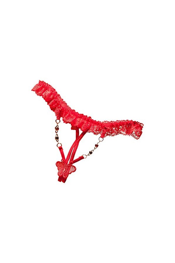 UOWEG Voile-à Travers Dentelle Respirante sous-vêtements Culottes Sexy strongs Femmes Lingerie Briefs Body Rose Red, One Siz