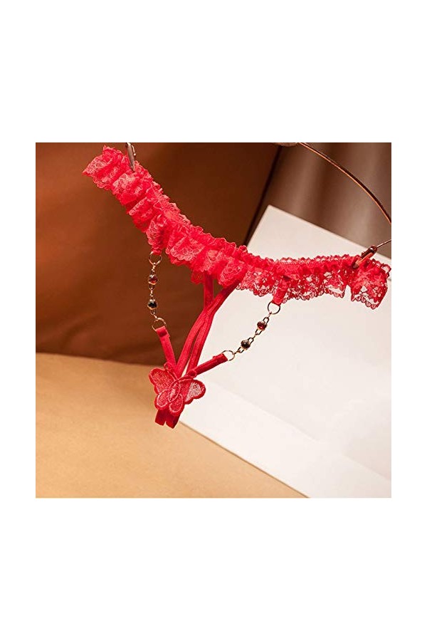 UOWEG Voile-à Travers Dentelle Respirante sous-vêtements Culottes Sexy strongs Femmes Lingerie Briefs Body Rose Red, One Siz