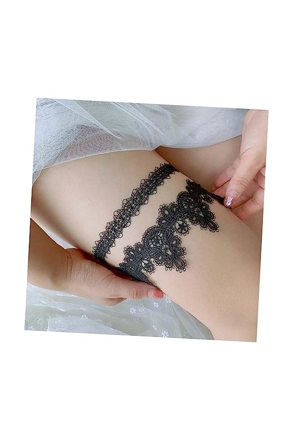 GALPADA Ceinture Elastique Jarretière 2 Pièces Kit De Dentelle De Ceinture De Mariée Jarretière Ensemble De Jarretières Noire