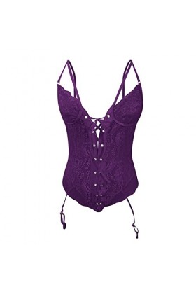 Junhasgood Lingerie Sexy Coquine Cuir Dentelle Florale jarretière Teddy Body Costumes Dentelle Rouge Lingerie Sexy sous-vêtem