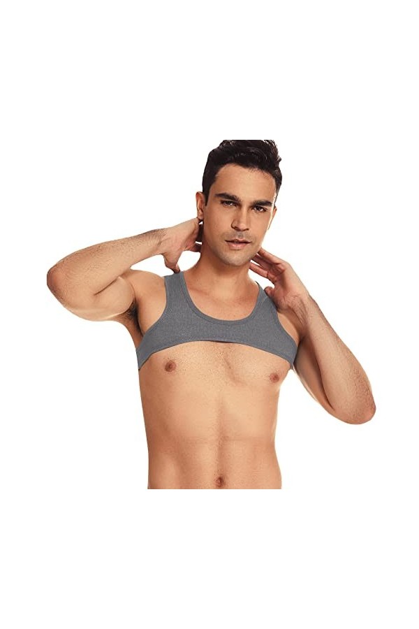 CUTeFiorino Costume de Père Noël sexy sans manches, moulant, très élastique, en nylon côtelé, gilet pour homme, gris, taille 