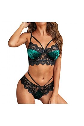 IQYU Soutien-gorge sexy sexy en dentelle pour femme, vert, M