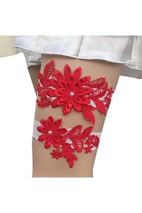 Accessoires de mariée, 2 pièces jarretière en dentelle de mariée belles jarretières de mariage avec perle artificielle élasti