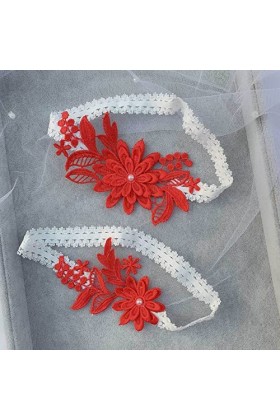 Accessoires de mariée, 2 pièces jarretière en dentelle de mariée belles jarretières de mariage avec perle artificielle élasti