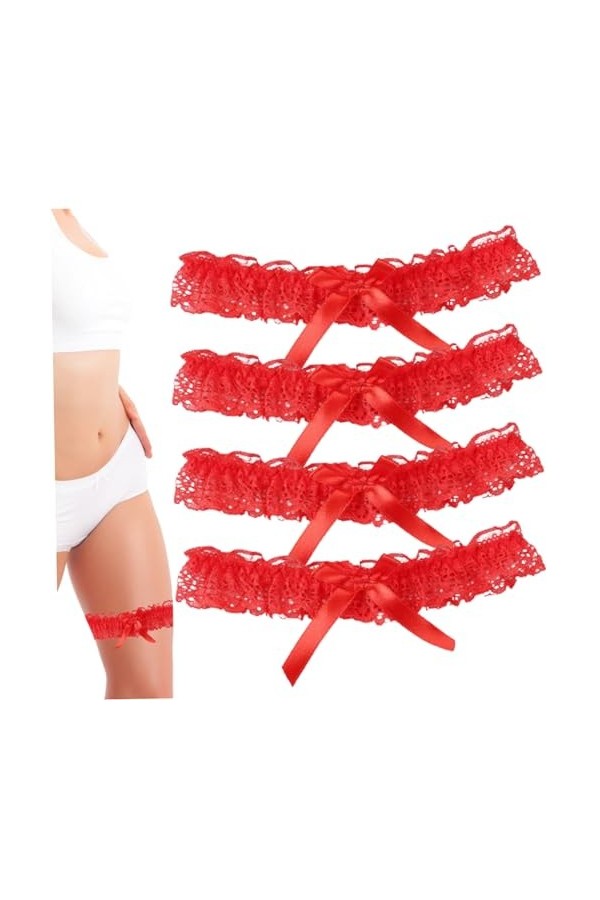 Jarretières pour mariées 4 pièces Noeud Papillon jarretière Noire jarretière en Dentelle élastique jarretière de Mariage Creu