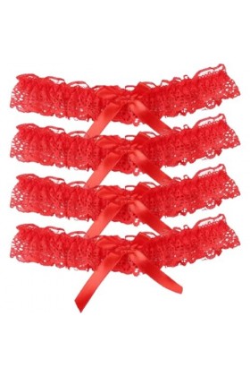 Jarretières pour mariées 4 pièces Noeud Papillon jarretière Noire jarretière en Dentelle élastique jarretière de Mariage Creu