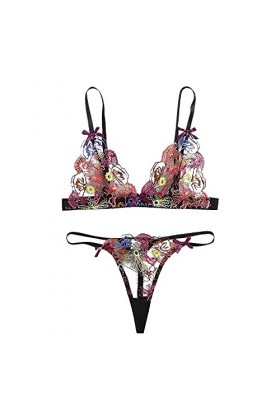 Générique Lingerie Sexy, Femme Sous-Vêtements Sexy Transparents Wesh Rouge Night Wemptation Tenue String Souvetement Dentelle