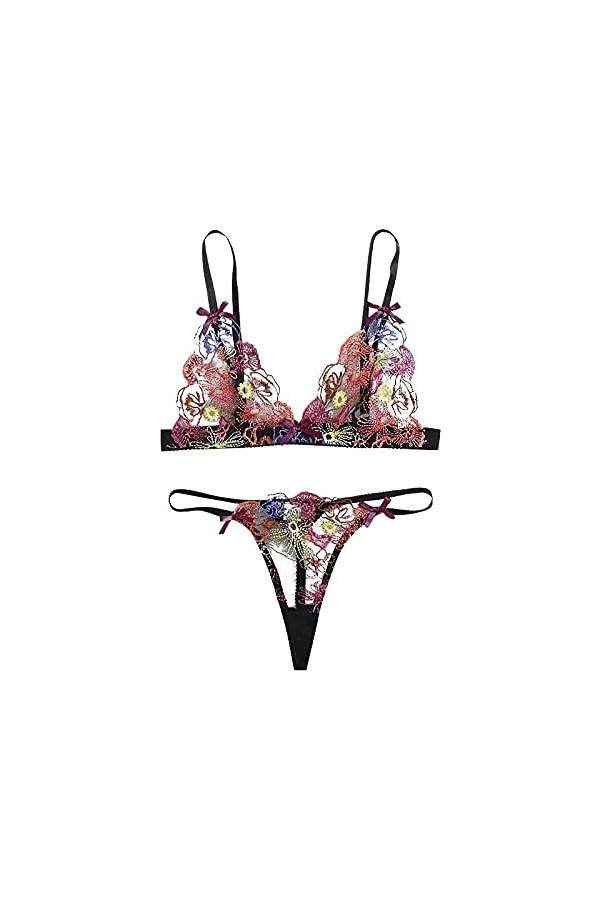 Générique Lingerie Sexy, Femme Sous-Vêtements Sexy Transparents Wesh Rouge Night Wemptation Tenue String Souvetement Dentelle