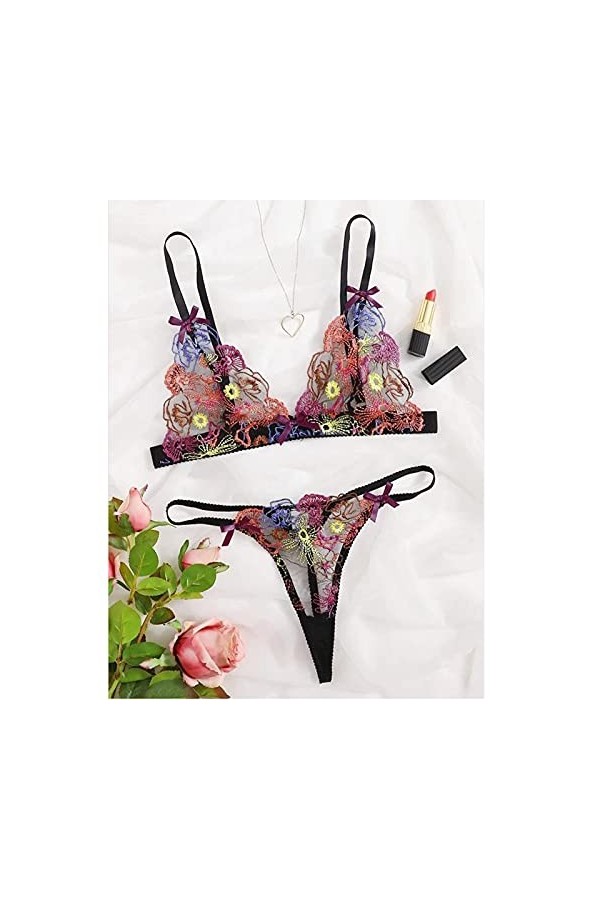 Générique Lingerie Sexy, Femme Sous-Vêtements Sexy Transparents Wesh Rouge Night Wemptation Tenue String Souvetement Dentelle