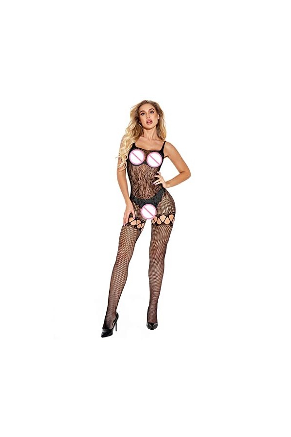 Générique Femmes Sexy Lingerie Résille Bodystocking sous-Vêtements De Nuit Chemises Bodys Combinaison Ouverte