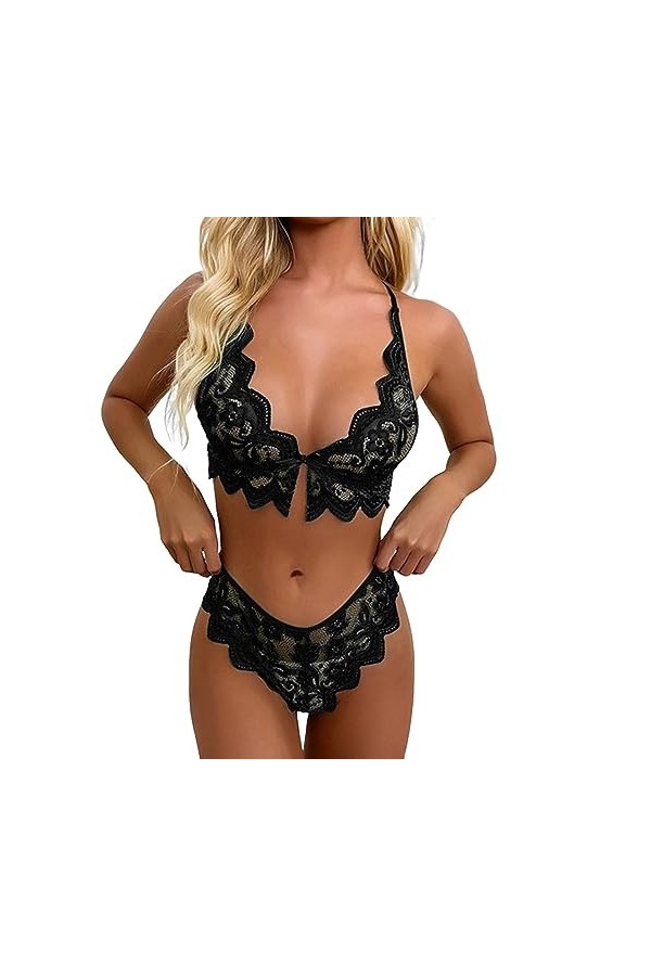 Ensemble Lingerie Rouge Grande Taille Lingerie Sexy Femmes Costumes Rouge Plaid Dentelle Lingerie Ensemble Déguisement Sexy C