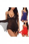Mode Sexy Bow Dentelle vêtements de Nuit Lingerie Tentation sous-vêtements Chemise de Nuit Collants Et Sexy Red, M 