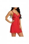 PANPANY Lingerie sexy Bodysuits Crotchless femmes vêtements de nuit sous-vêtements Lingerie Satin Rose Red, XXL 