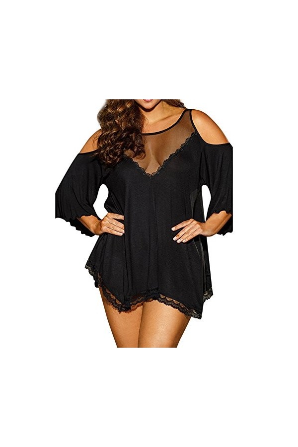 liaddkv Ensemble de lingerie sexy pour femme avec cordes, pour bébé, Noir , XXL