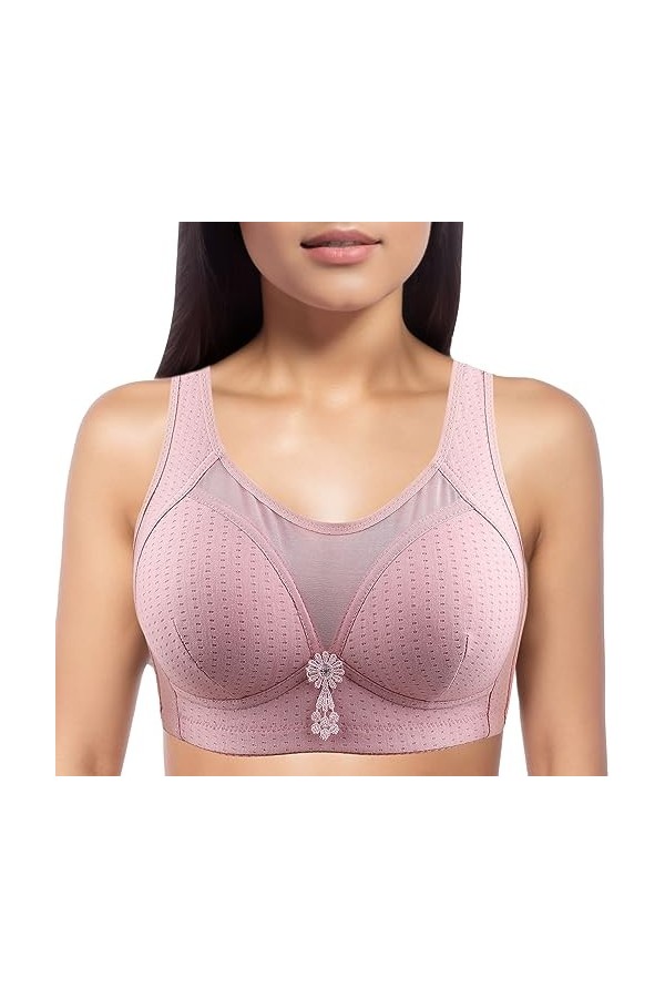 SUPTTING Soutien-Gorge en Coton Style Débardeur sans Armatures avec Bonnets Intégraux Texturés Procurant Rassemblement et Aér