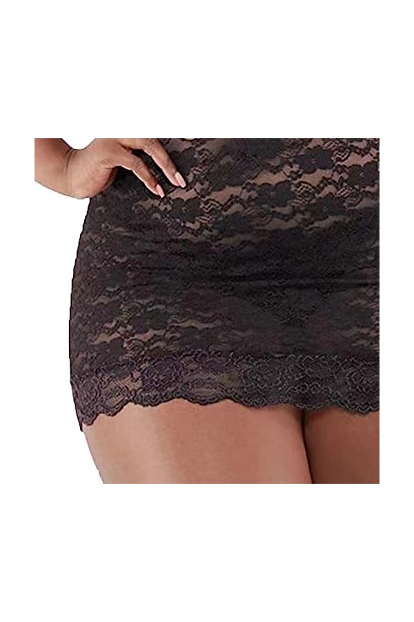 ZDJSWJ Dentelle Teddy Pyjama pour Les Femmes Profonde V-Back Body Doll sous-vêtements Mini Mesh sous-vêtements Pyjama Noir,X