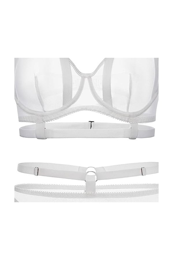 ZDJSWJ Ensemble de Soutien-Gorge pour Femmes Transparent Lingerie Ensemble de 2 sous-vêtements en Tulle Mesh sous-vêtements e