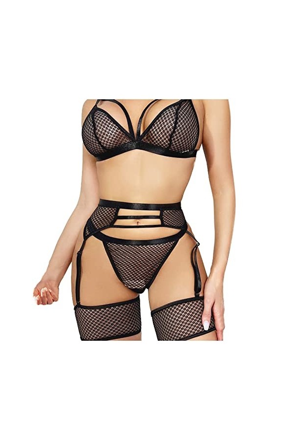 Nuisette Sexy Femme Grande Taille Lenceria Extreme Sexy Dessous New Luxury Sexs Noir Couleur Femmes Sexy Jarretière Lingerie 