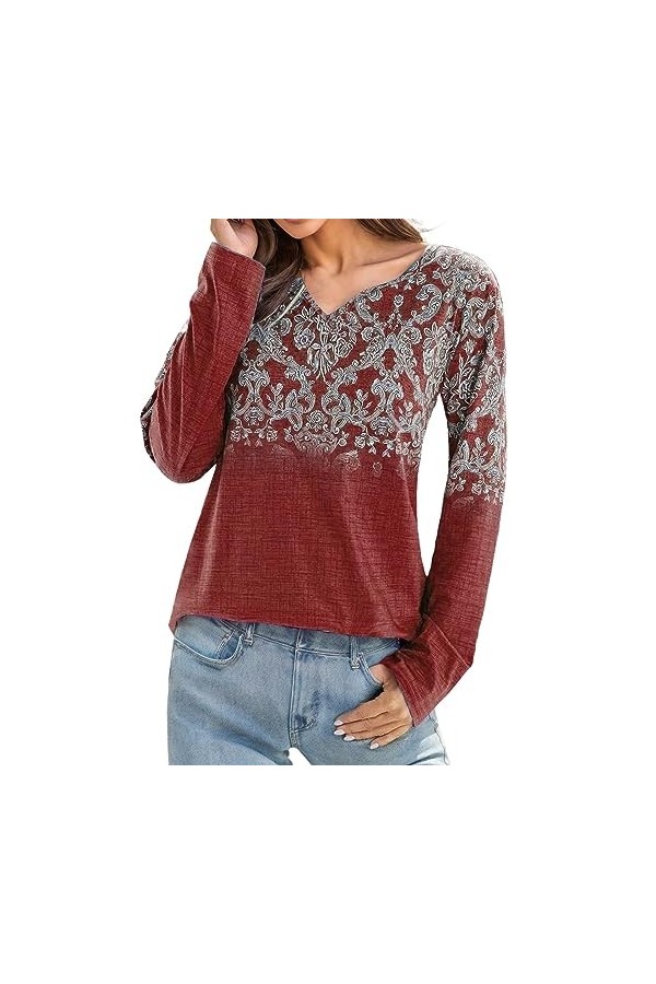 Gefomuofe Pull à col rond pour femme - Imprimé pissenlit - Haut surdimensionné avec lettres - Haut de sport vintage - Tunique