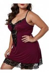 JEShifangjiusu Femmes Tout Compris PoupéE Pyjama Lingerie Plus Size Pyjama Sexy Pyjama Dentelle Chimique Pyjama Rouge Foncé,