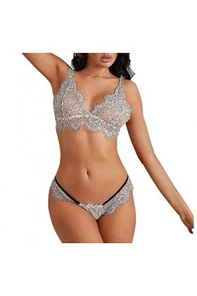 Zannycn Lingerie sexy en latex pour femme, gris, L