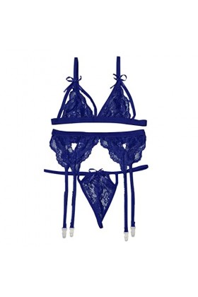 LDadgf Sous-vêtements sexy porte-jarretelles pour femme Sous-vêtements sexy, bleu, XL