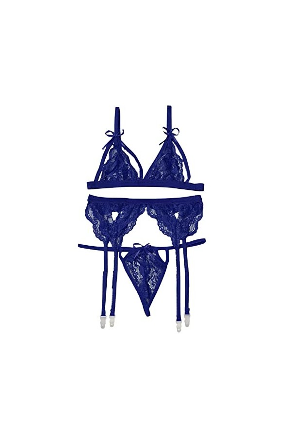 LDadgf Sous-vêtements sexy porte-jarretelles pour femme Sous-vêtements sexy, bleu, XL