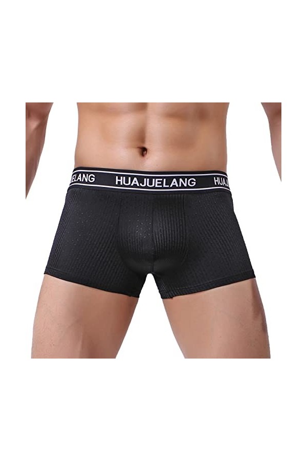 Générique Hommes Transparent Mesh Quadrangle Pantalon Plat Pantalon Sexy Pantalon Culotte Lingerie Sexy Hot Ouverte Black-A,