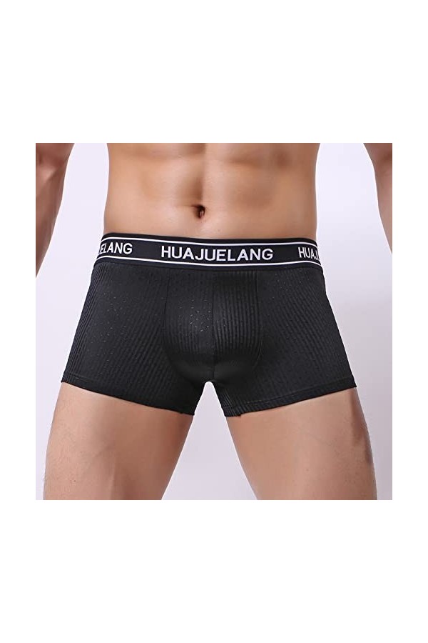 Générique Hommes Transparent Mesh Quadrangle Pantalon Plat Pantalon Sexy Pantalon Culotte Lingerie Sexy Hot Ouverte Black-A,