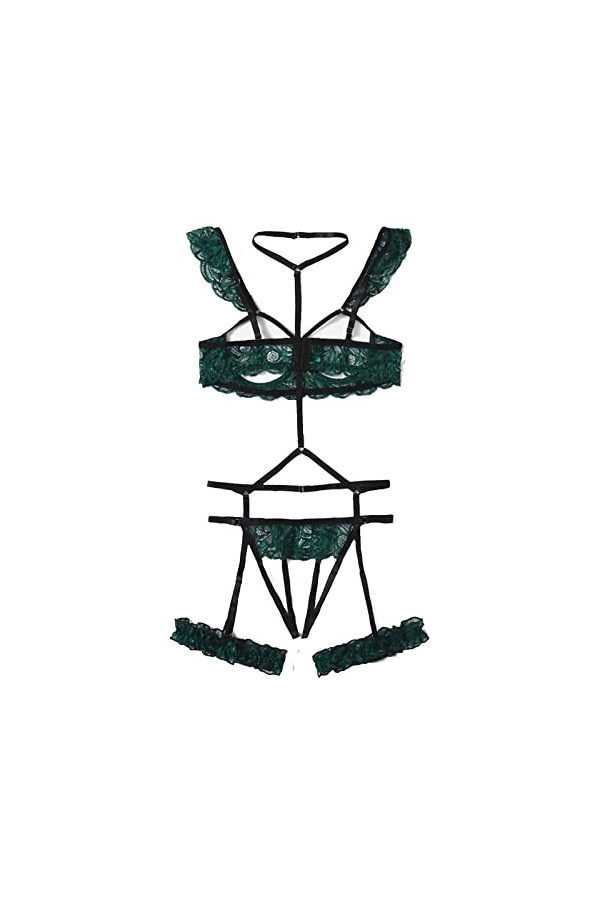 Femme Lingerie Sexy Ensemble Dentelle sous-Vetements Sexy Vêtements De Nuit Erotique Ensemble Soutien Gorge et String 2 Pièce