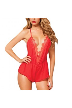 LDadgf Sous-vêtements sexy en maille pour femme - Couleur pure - Sexy - Grande combinaison - Sous-vêtements sexy - Lingerie d