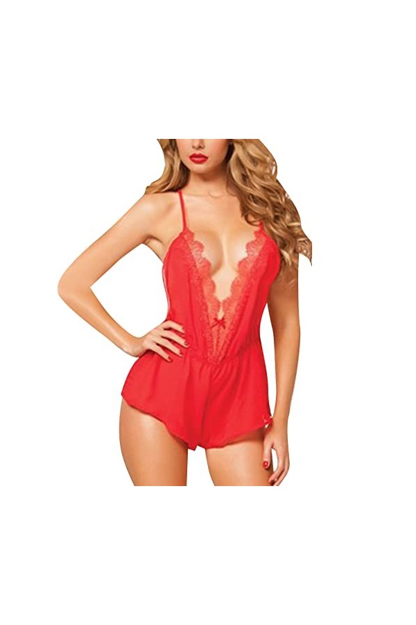 LDadgf Sous-vêtements sexy en maille pour femme - Couleur pure - Sexy - Grande combinaison - Sous-vêtements sexy - Lingerie d