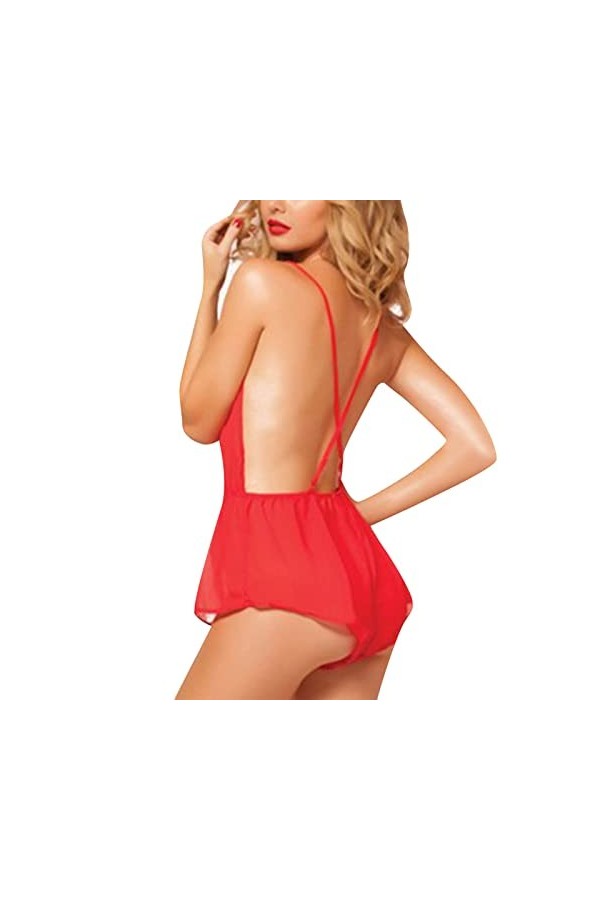 LDadgf Sous-vêtements sexy en maille pour femme - Couleur pure - Sexy - Grande combinaison - Sous-vêtements sexy - Lingerie d