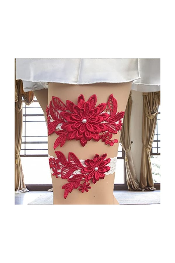 Jarretière en mariée | Porte-jarretelles en dentelle avec perle, jarretière élégante pour mariage