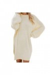 FGUUTYM Mini robe à manches longues sexy et chaude avec poche à manches longues - Pull noir avec fleurs, beige, XXXL