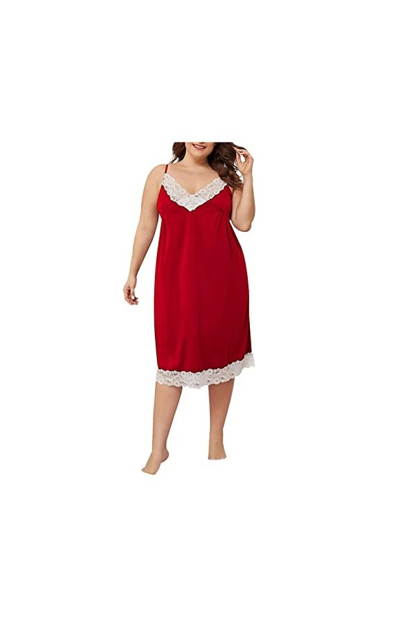 CUTeFiorino Ensemble sexy en mousseline de soie pour femme, rouge, XXL