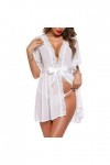 BIISDOST Womens Large Sexy Lingerie Lace Sexy Nightdress Solid Color Home Pyjamas Lingerie String Ouvert White, XXL 