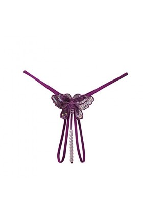 UOWEG Dentelle Pantalon Culotte Dames Thong sous-vêtements Femmes Thong Sexy Briefs Lingerie Homme Ouvert Purple, One Size 