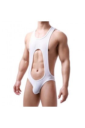 Caxndycing Body sexy pour homme - Boxer creux - Sous-vêtements sans manches - Maillot de lutte active - Combinaison dhaltéro