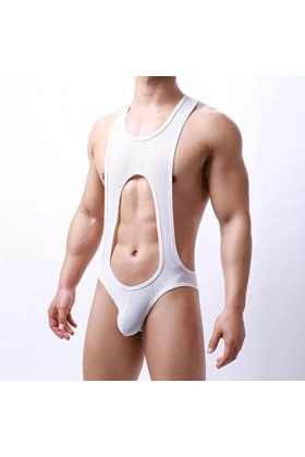 Caxndycing Body sexy pour homme - Boxer creux - Sous-vêtements sans manches - Maillot de lutte active - Combinaison dhaltéro