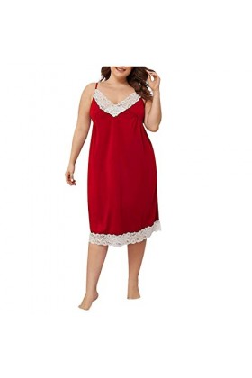 CUTeFiorino Ensemble sexy en mousseline de soie pour femme, rouge, 5X-Large