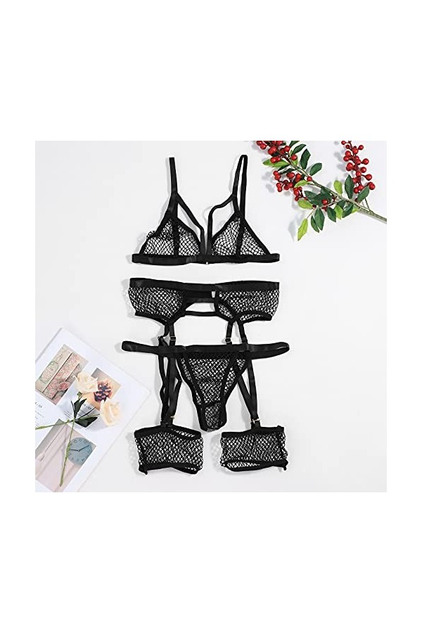 Lingerie Femme Sexy Ensemble Homme Sexy Hot y23k Sexy Wireless Lingerie Polyester Porter Femme Sexy pour Black, L 