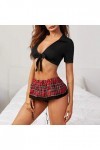 ADMAY Lingerie Femme Sexy Ensemble Homme Sexy Hot y29k Sexy Women Student Costume Uniforme Jupe Red Plaid Jarretière Lingerie