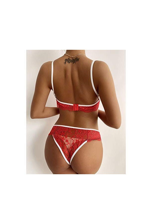 Lingerie Sexy Ensemble Femme Dentelle sous-Vetements Erotique Vêtements De Nuit 2 Pièce Ensemble Soutien Gorge et String Sexy