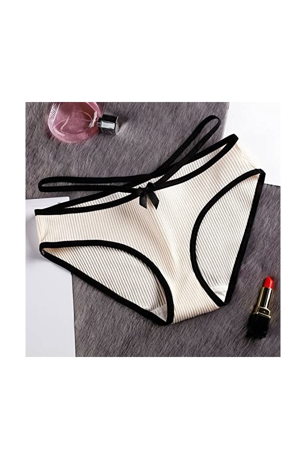 Pantalons Triangle pour Femme Couleur Unie Slips Stretch Culottes Taille Haute Shorts en Pur Coton et Soie Elegant Chic Sexy 