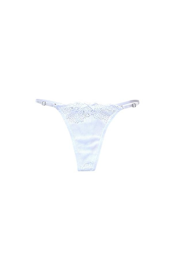 UOWEG sous-vêtements sous-vêtements Dentelle Sexy Broderie T-Back sensualité Femmes Top Lingerie avec Dentelle White, One Si