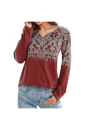 Gefomuofe Sweat-shirt à manches longues pour femme - Col rond - Lettres imprimées - Décontracté - Vintage - Avec lettres impr