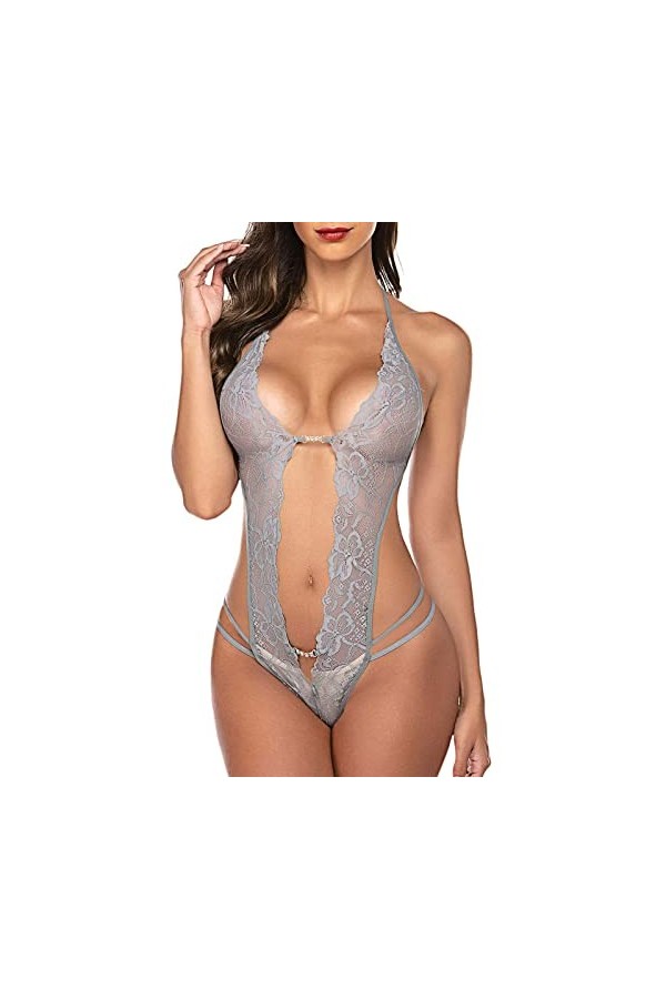Générique Lingerie Sexy Femme Femmes 1 Pièce Lingerie Sexy Dentelle Body Deep V Teddy Nuisettes S ~ XXL Lingerie Maillot De B
